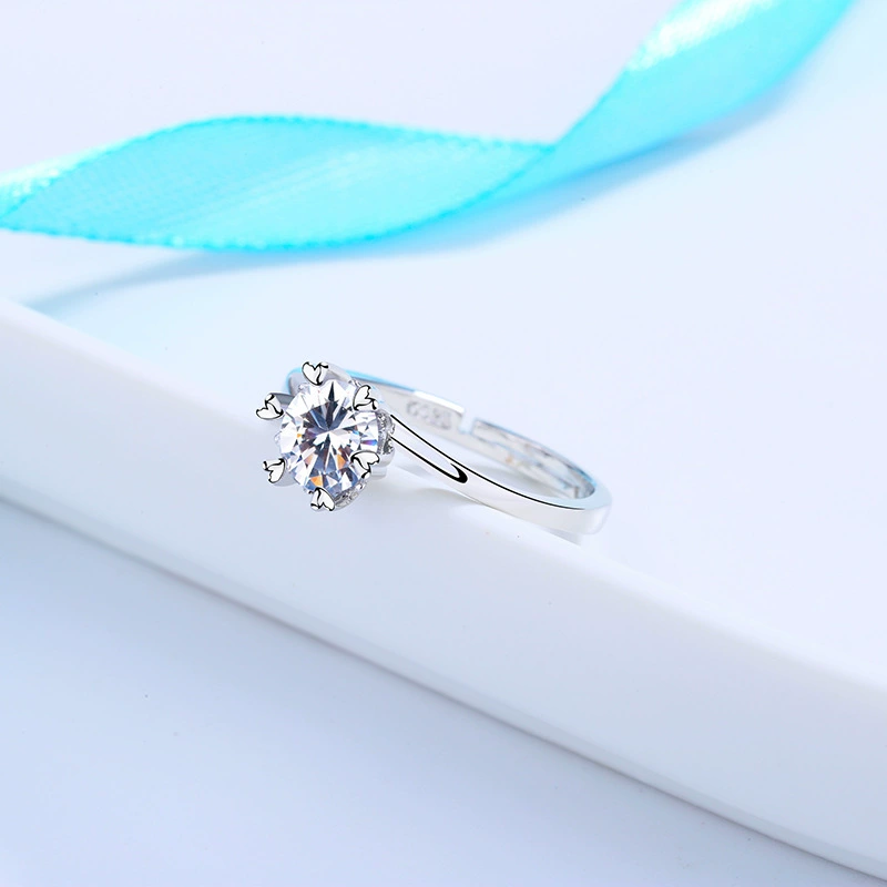 Copper ring with zircon, fashionable accessory, bright catchy style