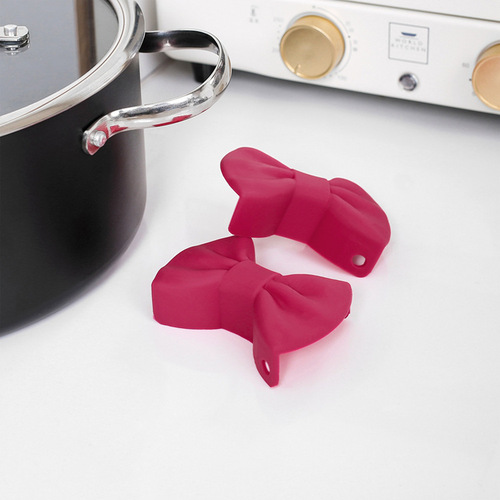 Bow silicone heat insulation clip, silicone heat insulation pot clip, creative kitchen practical gadget, 2pcs package