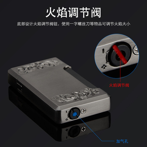 Direct-Flame Steel Sound Loud Lighter, Wealthy Flower Windproof Cigarette Igniter with Personalized Engraved Signature LOGO