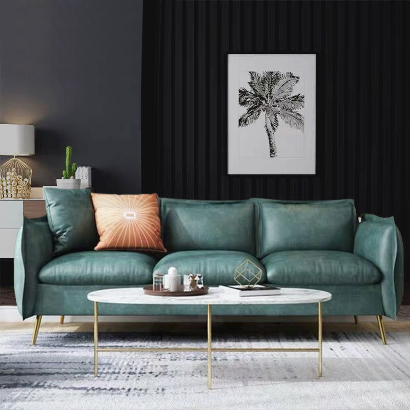 Sofá de Tela de Tres Plazas, Moderno, Minimalista, de Lujo Ligero, Tela Tecnológica, para Sala de Estar, Apartamento Pequeño, Tienda de Ropa, Foshan, Modular, Uso Doméstico