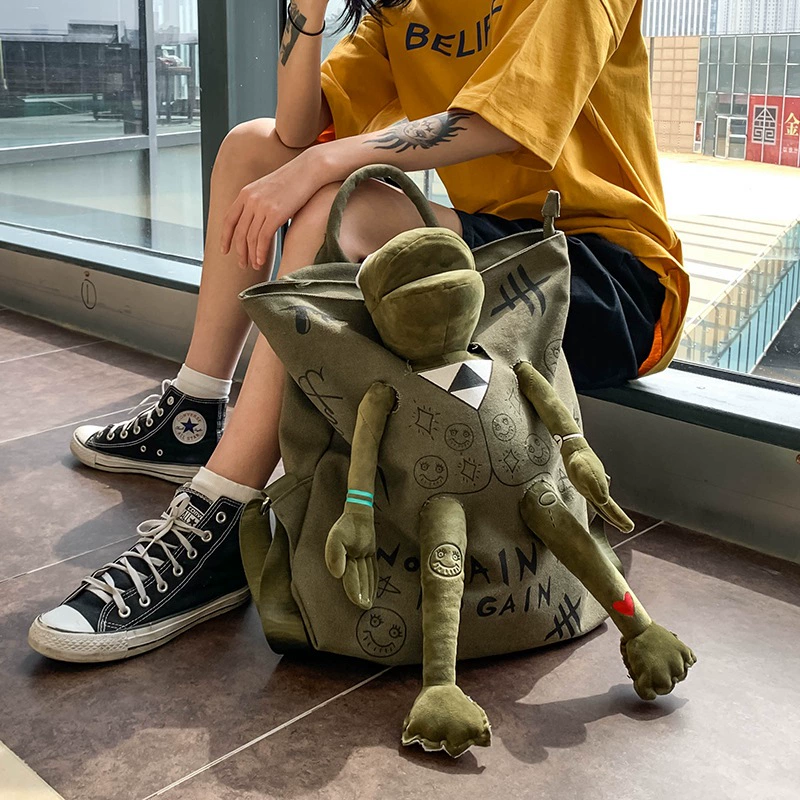 Backpack Universal, Capacious Cute Frog Shoulder Bag for Travel, Lightweight 37×40 cm