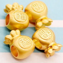 热卖新款合金哑金配件大孔福袋红绳编织手链珠子福字隔珠吊坠挂件