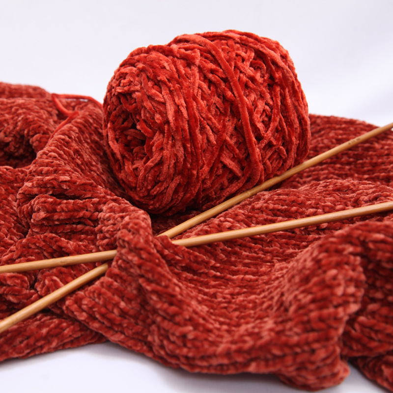 金丝绒毛线团雪尼尔纱线手工diy编织围巾粗线钩针勾拖鞋批发精纺