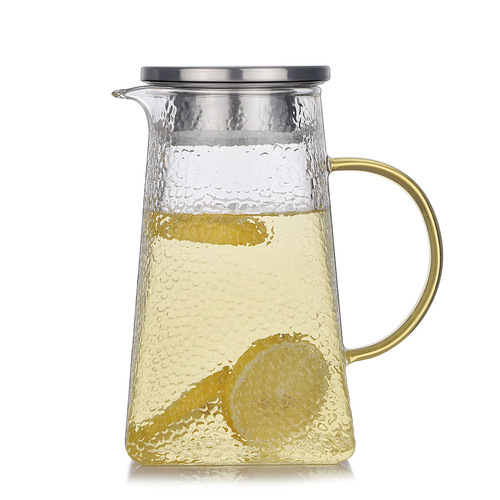 Square hammered cold kettle heat-resistant cold kettle set high borosilicate glass pot household juice pot transparent tie pot