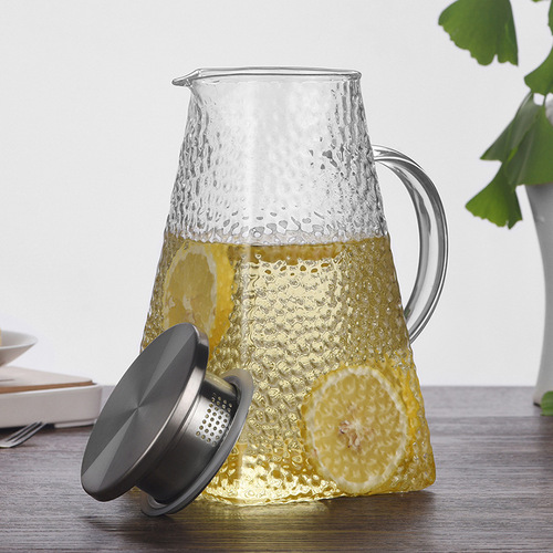 Square hammered cold kettle heat-resistant cold kettle set high borosilicate glass pot household juice pot transparent tie pot