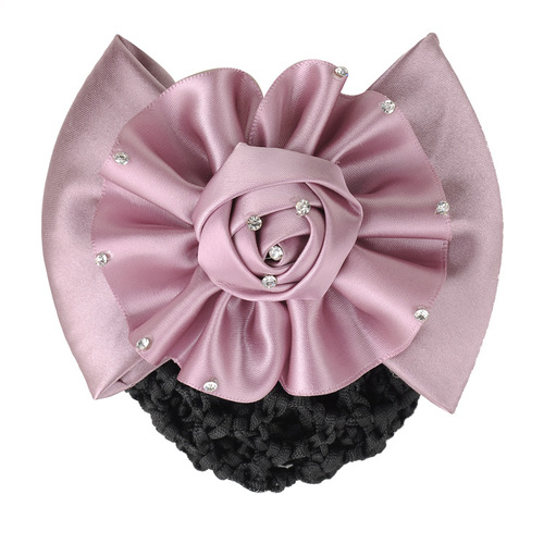 Professional hair accessories hair net pocket polyester with rose rhinestones postal mobile stewardess hotel nurse hairpin