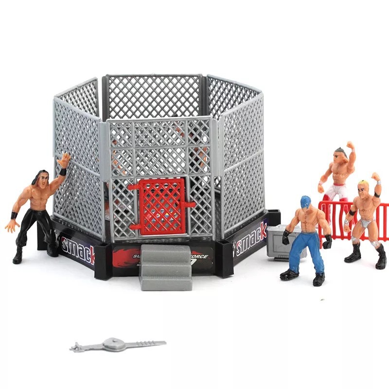 Cross-Border Wrestling Hexagonal Platform Character Scene Model Set Gladiator Wrestling Doll Ornaments Children's Toys