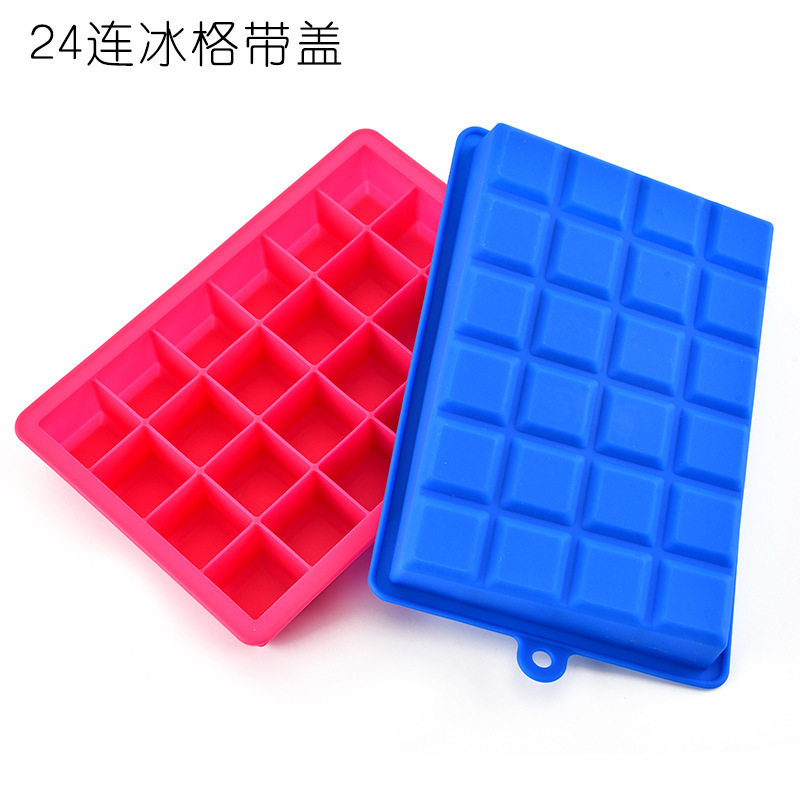 24-Piece Silicone Ice Tray with Lid Ice Maker Ice Cube Mold DIY Bar Ice Box Square Ice Tray Mold