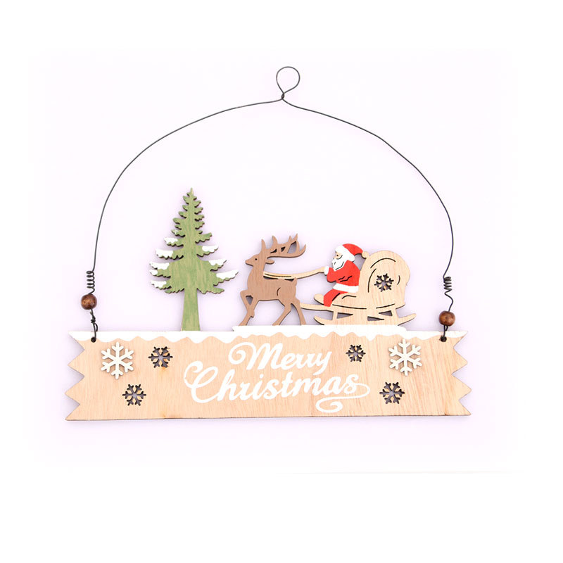 2020 nuevas decoraciones de Navidad carta de madera puerta colgante de pared tienda de la tarjeta de bienvenida pintado colgante