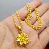 Fresh golden copper necklace, pendant, jewelry, Korean style, 24 carat, flowered