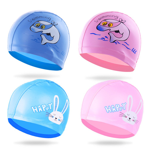 Youyou children's swimming cap, waterproof ear protection PU cap, children's coated cartoon fashion swimming cap, shipped from Jiangsu, Zhejiang and Shanghai