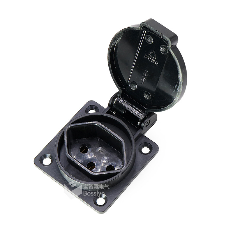 宝智霖供应瑞士三孔插座 瑞士瑞典机柜发电机暗装防水防尘插座