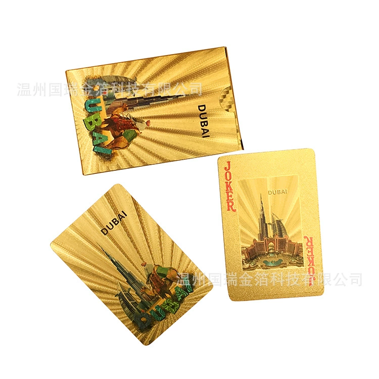 Покер из золотой фольги Дубай Пейзаж Туризм покер карты из золотой фольги ПЭТ водонепроницаемый покер креативный рисунок пластиковый покер