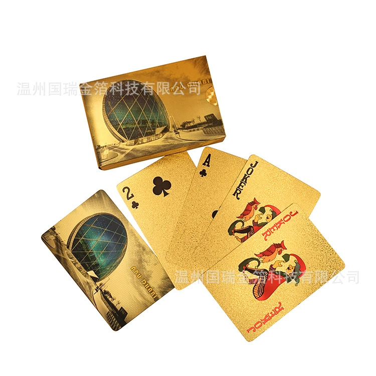 Золотая фольга игральные карты Абу-Даби Туристические карты игральные карты серебряная фольга креативный водонепроницаемый покер для местных героев золотой покер