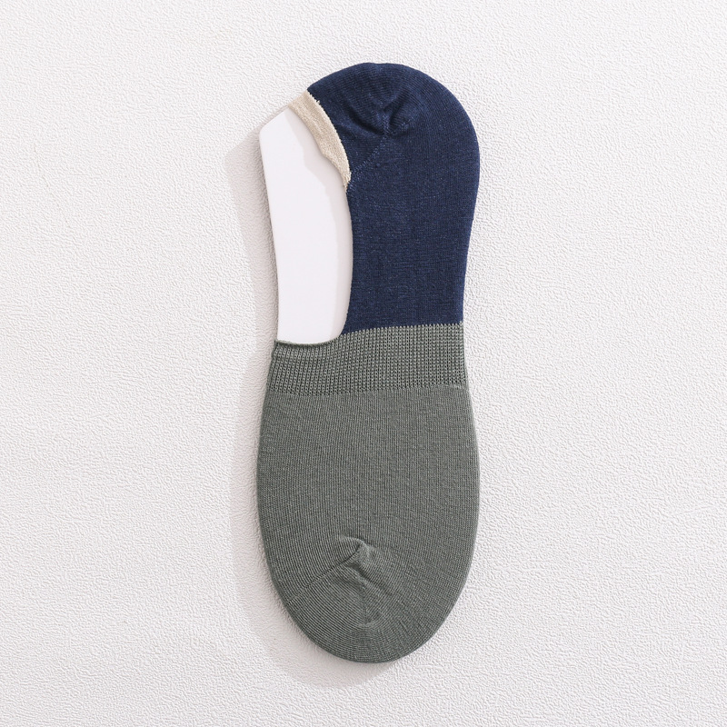 Calcetines de barco para hombres calcetines invisibles de algodón de verano a juego de colores finos calcetines invisibles de silicona antideslizantes calcetines de color sólido Retro
