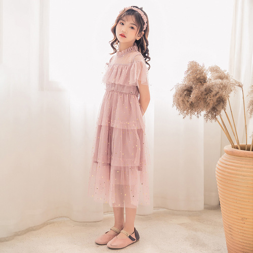 Baby Girl Summer Cake Dress Cross-border Girl Skirts Big Kid Princess Dress Starry Ultra Fairy Net Gown