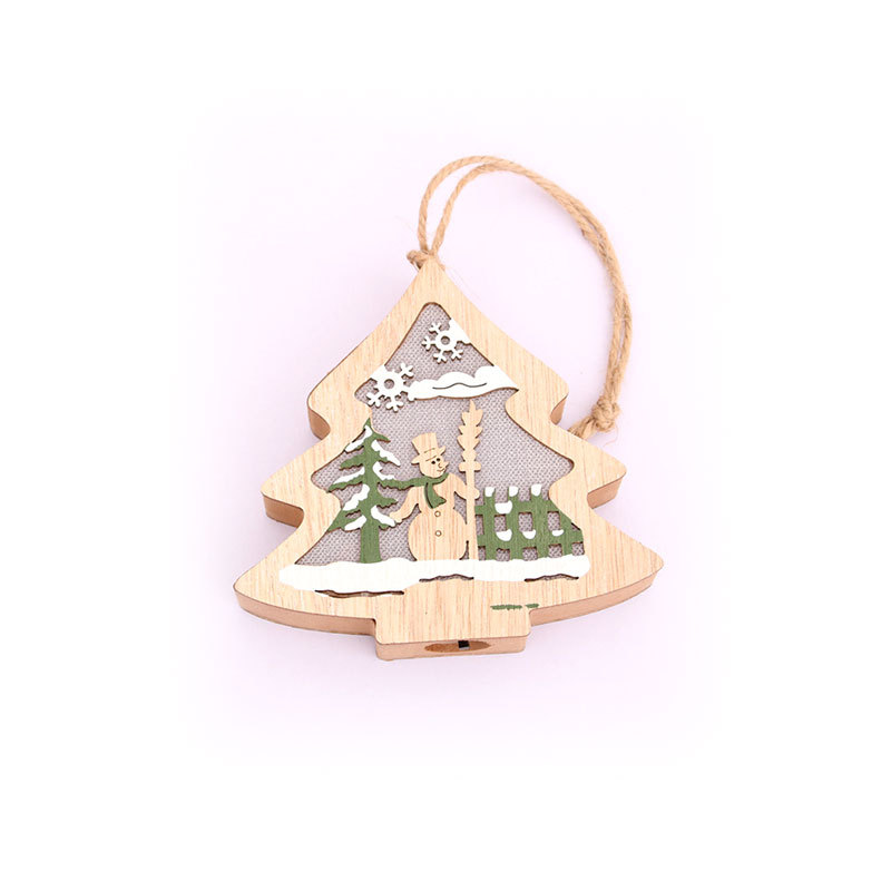 20 nueva madera pintada luminosa decoración colgante de madera suministros de decoración de Navidad escena de Navidad regalo