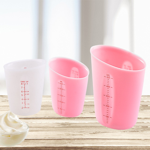 Baking grade silicone measuring cup 250ml with scale 500ml macaron soft milk cup liquid batter cup baking tool