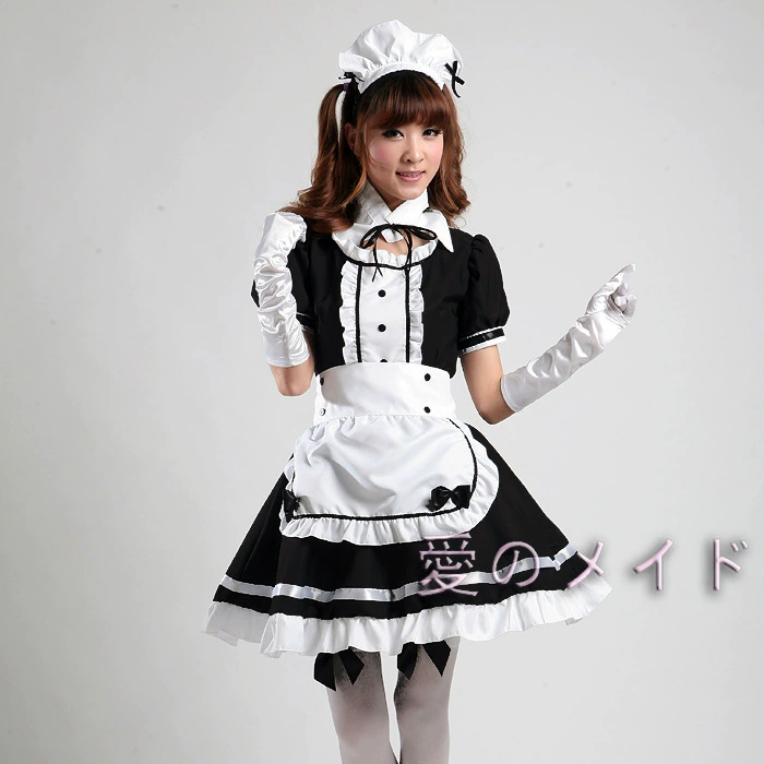 Костюм горничной для косплея (Maid) черно-белый, полиэстер, передник и ободок, размеры S–5XL