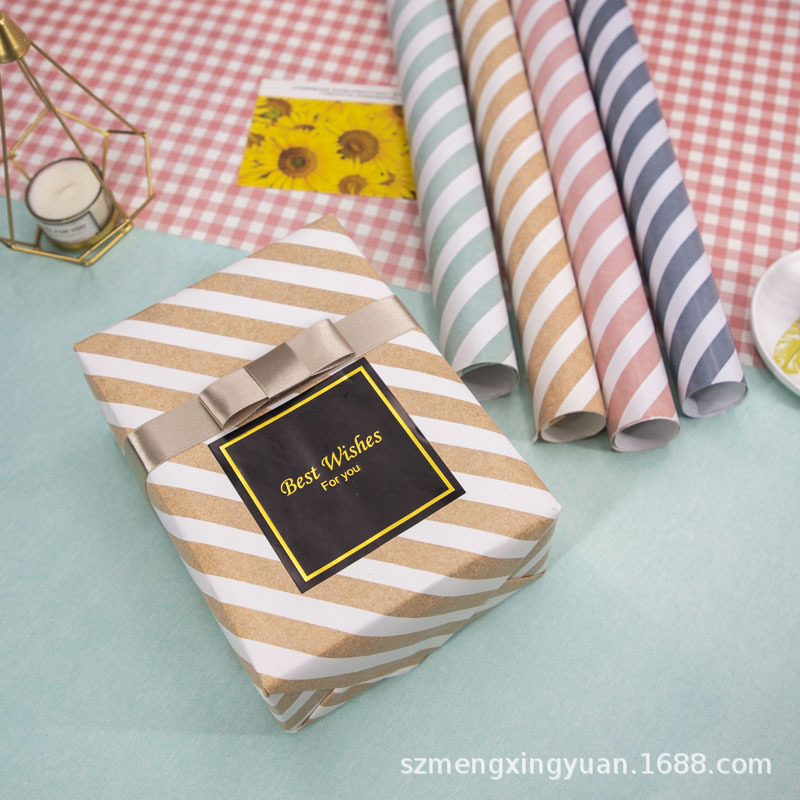 Rosa azul a cuadros rayas lunares simple regalo para niños y niñas papel de regalo caja de regalo papel de color hecho a mano