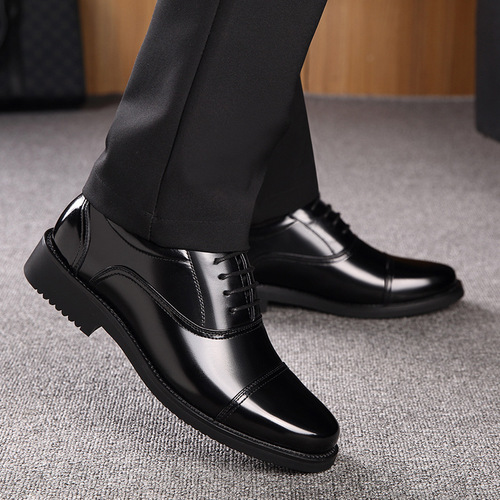 Autumn and winter three-joint black business formal men's leather shoes work three-joint versatile thick sole casual security breathable
