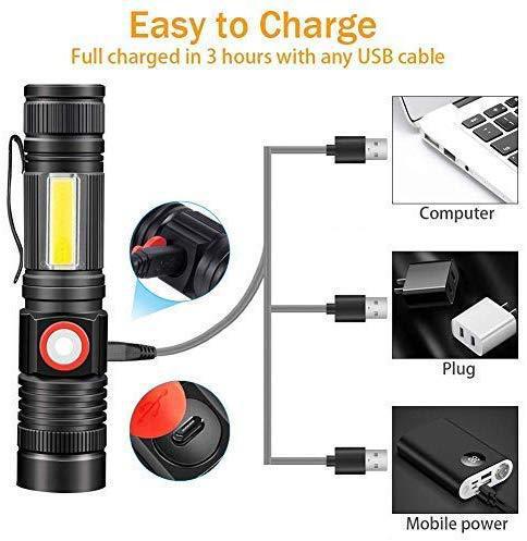 Amazon New Wholesale USB Rechargeable Flashlight Mini Portable Magnetic Flashlight T6 Zoom Flashlight