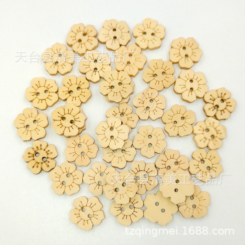 Suministro principal Yiwu Jiashan/botón de la ropa de los niños de madera natural/botón de la flor al por mayor