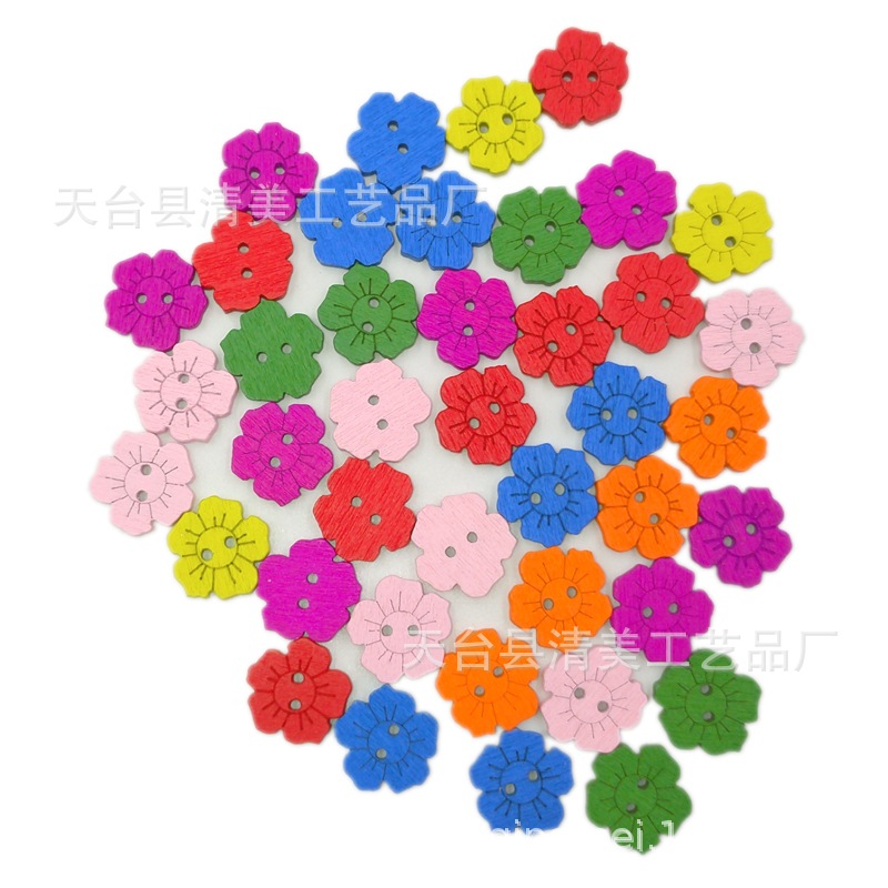 Botones de bricolaje dibujos animados color cinco flores de ciruela hermosa decoración niños color girasol botones 50 por paquete