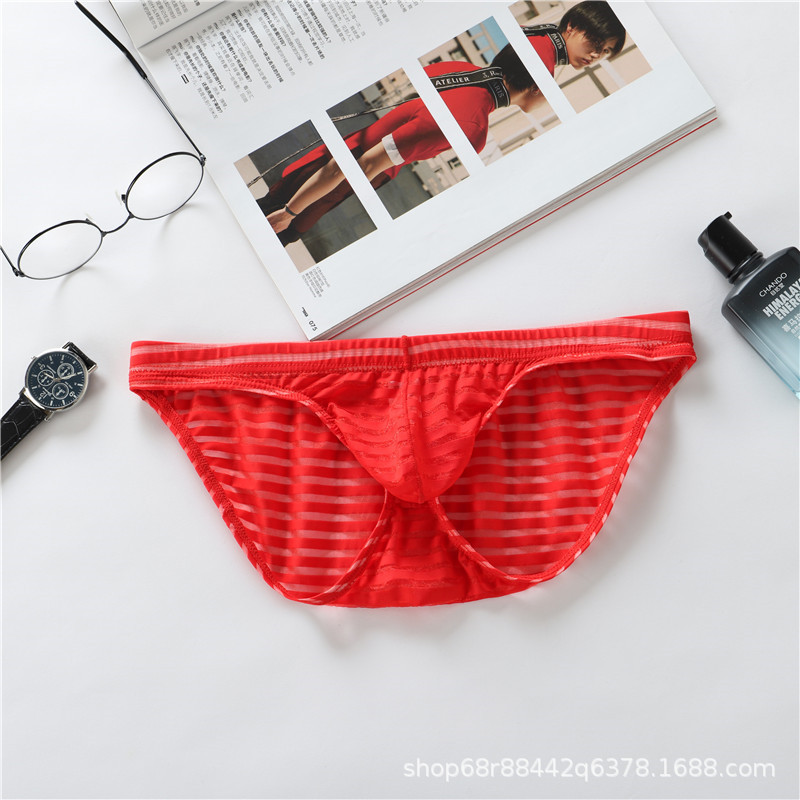 New men's triangle underwear ultra -thin ice wire transparent sex