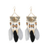 Retro long earrings with tassels, boho style, European style