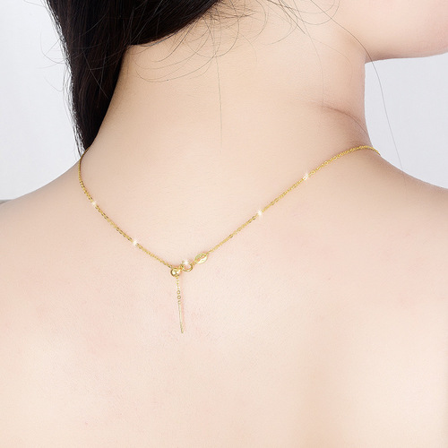 s925 sterling silver universal necklace for women passepartout with needle through the heart adjustable pearl chopar needle box chain