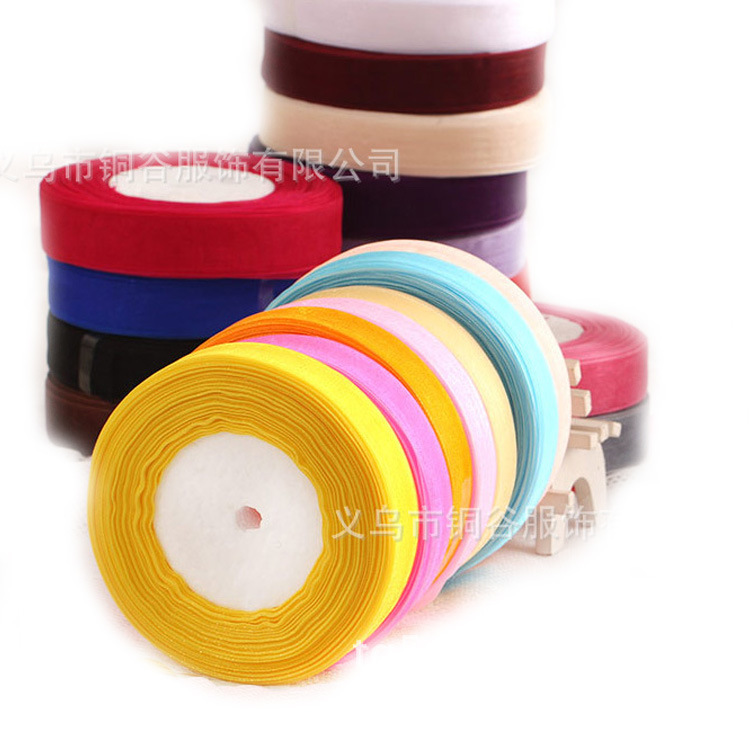 Para el comercio electrónico transfronterizo cinta transparente arco cinta de gasa 2,5 cm cinta de gasa de color DIY accesorios para el cabello