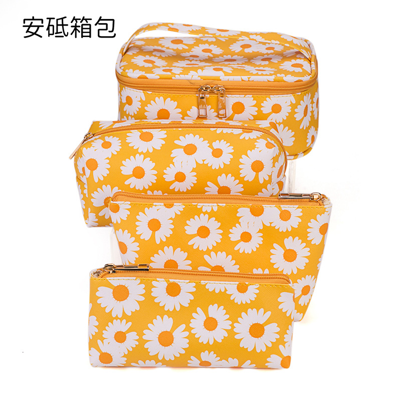 Nuevo en stock de mármol de tres piezas bolsa de cosméticos PU bolsa de lavado a prueba de agua bolsa de almacenamiento de viaje portátil de gran capacidad