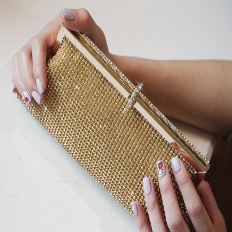 Bolso de noche brillante con diamantes de imitación para mujer clutch de novia boda y banquete