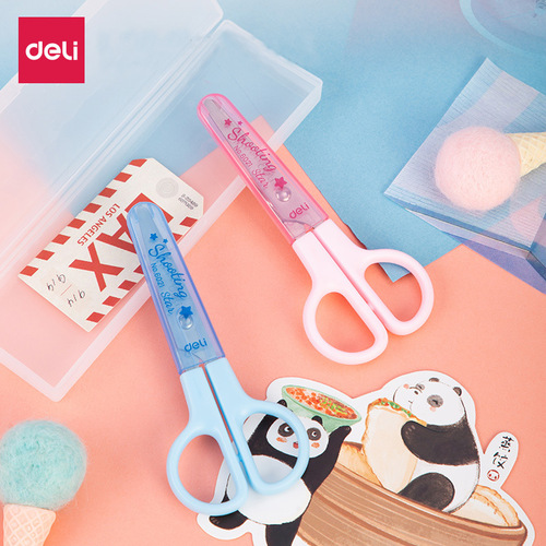 Deli 6021 student scissors stainless steel children's paper cutting scissors small art scissors stationery scissors