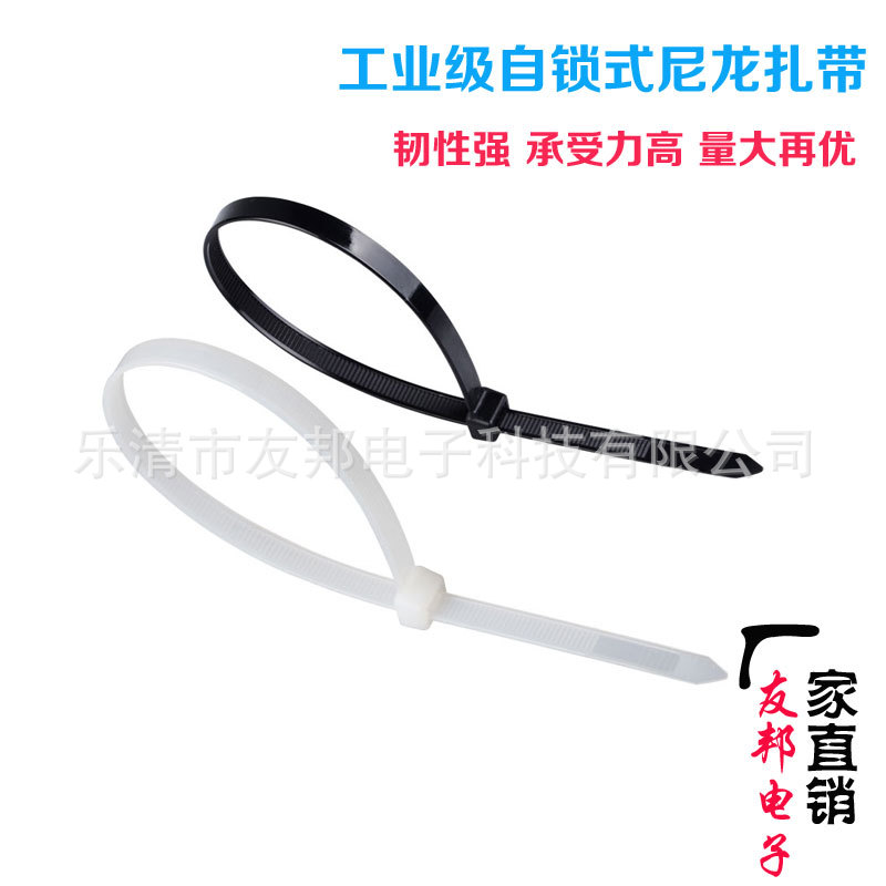 供应塑料扎带自锁尼龙扎带厂家批发固定卡扣理线捆绑丝束线黑白色