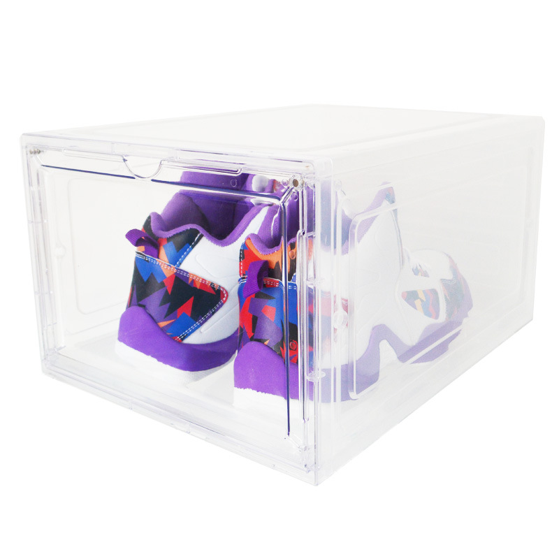 Caja de zapatos transparente puerta magnética engrosada caja de almacenamiento de plástico extraíble a prueba de polvo caja de almacenamiento de zapatos fuente al por mayor fabricante