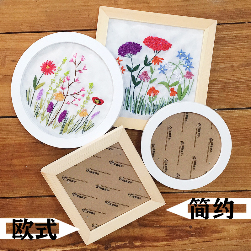 Bordado DIY estilo europeo simple redondo Marco de Fotos decoración cuadrada 6 pulgadas 8 pulgadas moderno montado en la pared marco de fotos decoración mesa