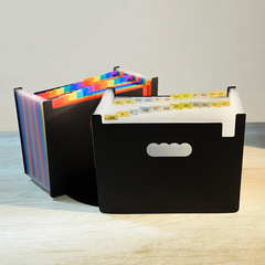 One-piece self-standing standing rainbow accordion bag folder with 24 layers 3-panel accordion bag A4 multi-layer classification
