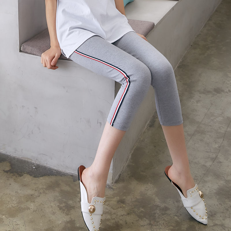 2026 New Style Pure Cotton Cropped Leggings for Women, Summer Thin Version with Red Trim, Stretchy Slim-Fit 9/10 Pants 2026 New Style Pure Cotton Cropped Leggings for Women, Summer Thin Version with Red Trim, Stretchy Slim-Fit 9/10 Pants