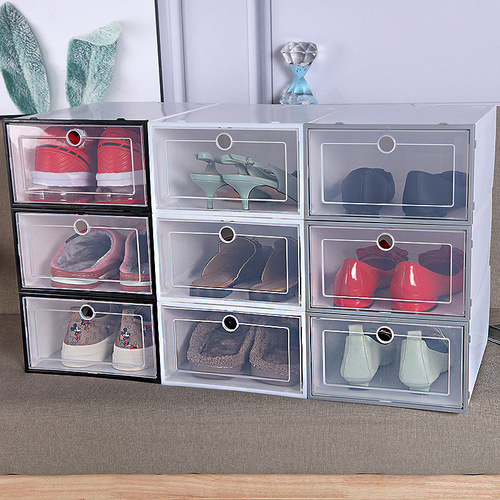 Transparent plastic shoe box shoe storage box dust-proof and moisture-proof home storage shoe box Japanese shoe box flip-top drawer type