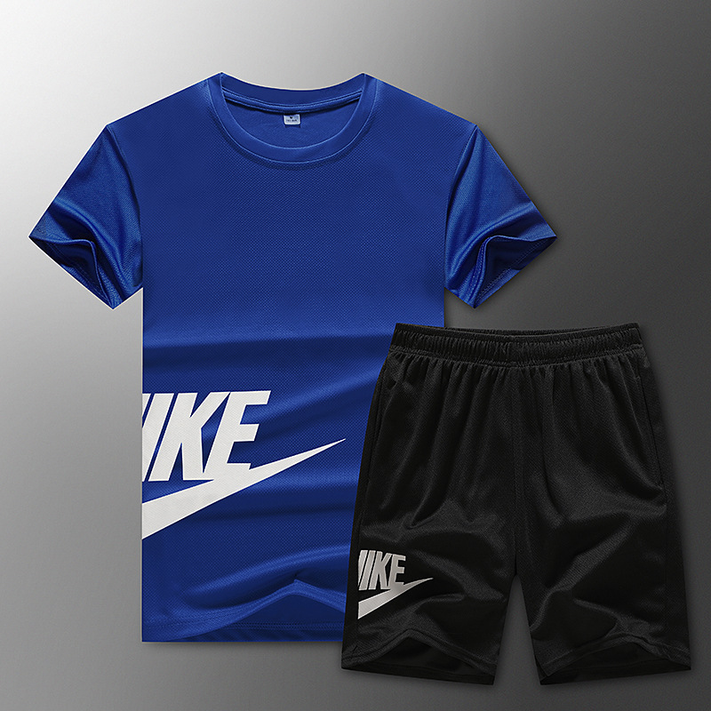 Verano casual ropa deportiva traje de los hombres de secado rápido de dos piezas de manga corta ropa de moda traje deportivo suelto hombres