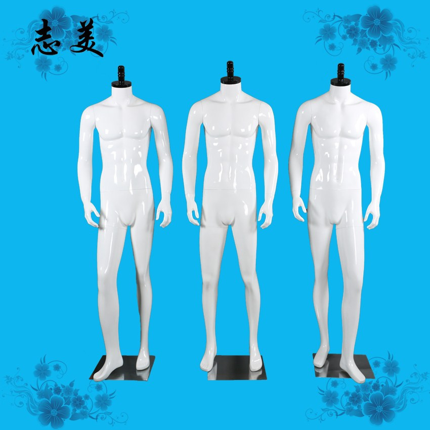 品牌男模特服裝展示道具假人體男模全身抽象站模高質量亮白玻璃鋼
