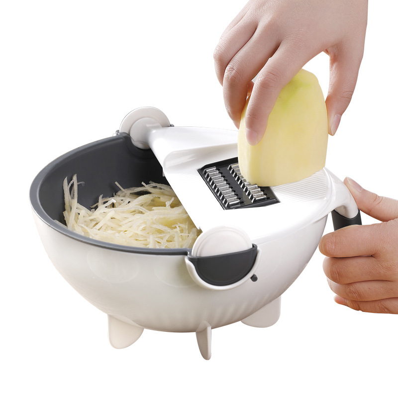 Lazy multi-function vegetable cutter nine-in-one household manual round fruit and vegetable cutting filament fancy vegetable cutting kitchen artifact