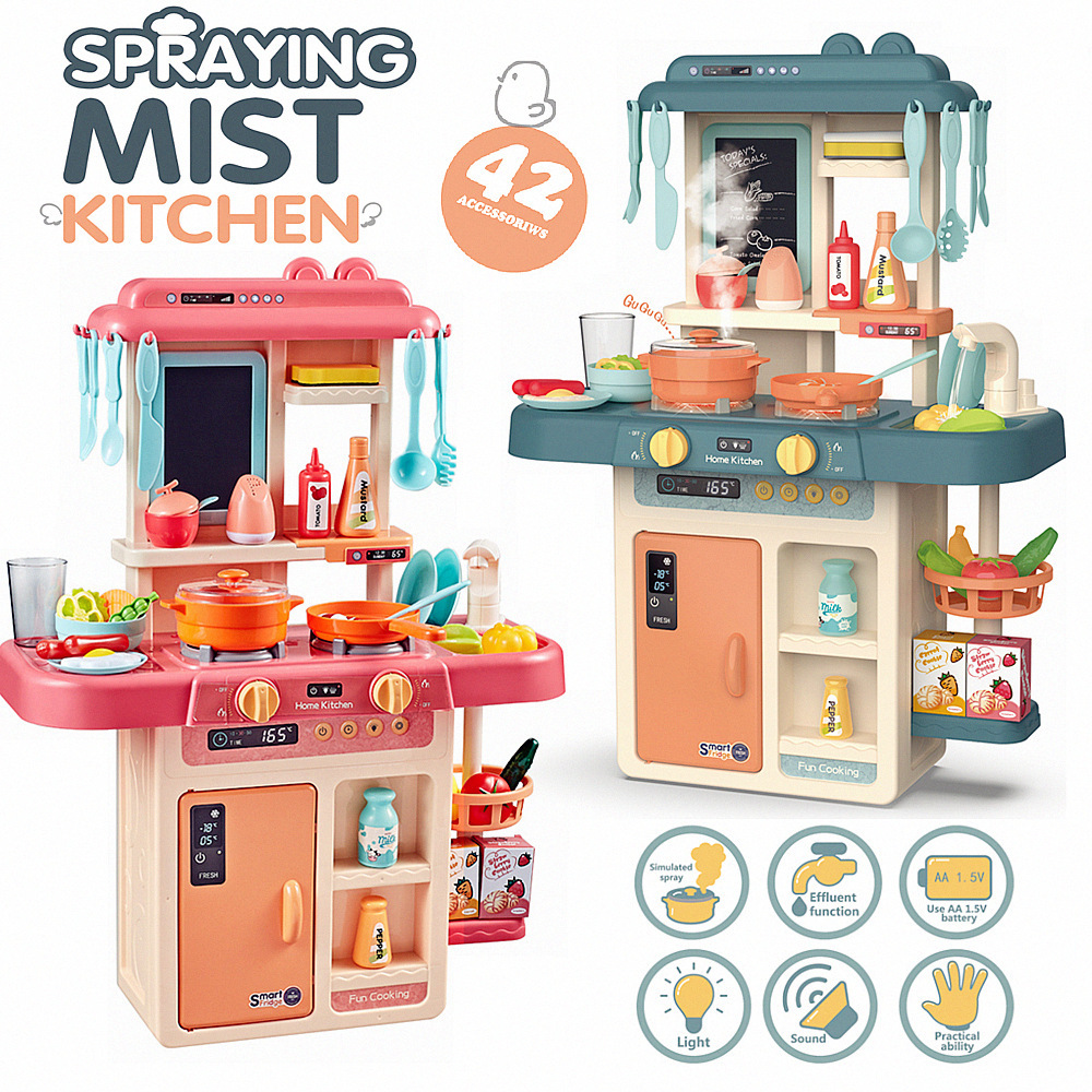 Transfronterizo 63cm simulación de los niños de vapor agua spray cocina juguetes cocina y juego de cocina juego casa vajilla Mesa