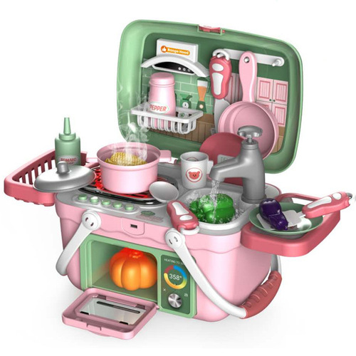 Cross-border children's simulation spray kitchen cooking BBQ barbecue pet doctor tools play house portable basket toys