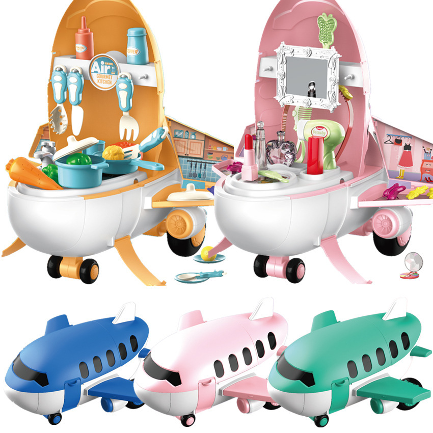 Niños transfronterizos simulación cocina vajilla traje cosméticos herramientas supermercado postre casa avión doctor juguete