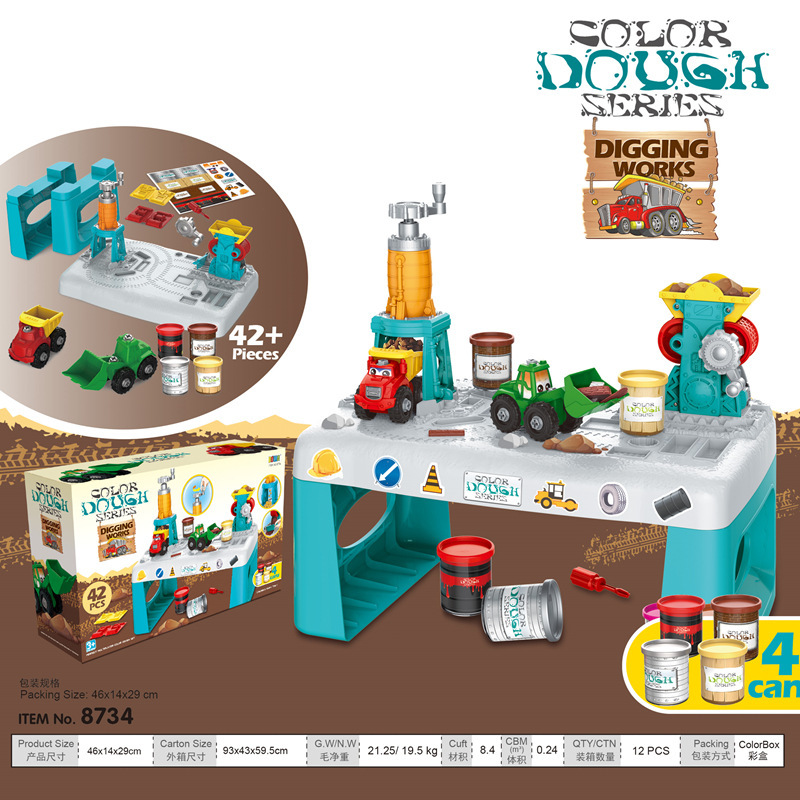 Plastilina para niños herramienta de ingeniería tridimensional DIY juego de mesa de arcilla de colores juguete de molde de arcilla de casa