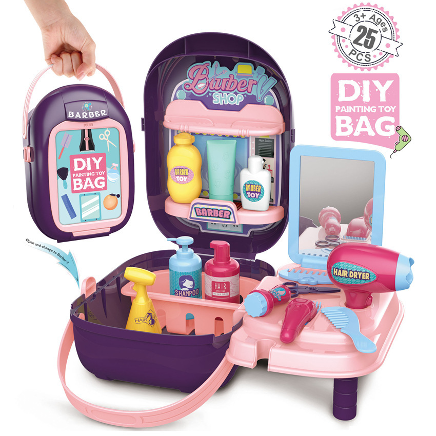 Transfronteriza simulación infantil barbacoa cocina vajilla maquillaje herramientas supermercado jugar casa pintura caja portátil médico juguete