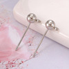 Preservation S925 Silver Needle Doudou Earrings with Hanging Circle White K color ear needle spherical earston needle accessories DIY earrings accessories